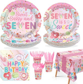 170Pcs Sweet Sassy and 7 Birthday Party Decorations Tableware Serves 24 - Grencian