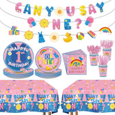 171 Pcs English Teacher 1st Birthday Party Decorations Serves 24 - Grencian