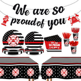 171 Pcs Firefighter Party Decorations Serves 24 - Grencian