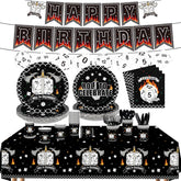171Pcs D20 Dice Party Supplies - Dungeons Dragons Game Tableware Set with Plates Napkins Cups Tablecloth Banner Serves 24 - Grencian