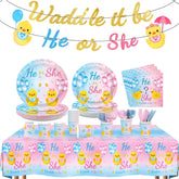 171Pcs Duck Gender Reveal Party Decorations Waddle It Be Serves 24 - Grencian