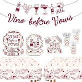 171Pcs Vino Before Vows Bachelorette Decorations Tableware Serves 24 - Grencian
