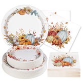200 Pcs Autumn Pumpkin Party Plates and Napkins - Grencian