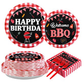200 Pcs BBQ Birthday Party Plates and Napkins - Grencian