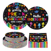 200 Pcs Black Preschool Graduation Party Plates and Napkins - Grencian