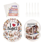 200 Pcs Book Themed Party Plates and Napkins - Grencian