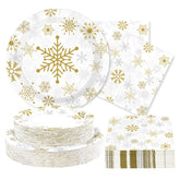 200 Pcs Christmas Snowflake Party Plates and Napkins - Grencian