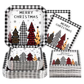 200 Pcs Christmas Tree Party Plates and Napkins - Grencian