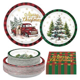 200 Pcs Christmas Truck Party Plates and Napkins - Grencian