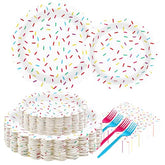 200 Pcs Confetti Sprinkles Party Plates and Napkins - Grencian