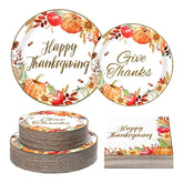 200 Pcs Fall Harvest Party Plates and Napkins - Grencian