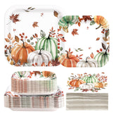 200 Pcs Fall Pumpkin Square Party Plates and Napkins - Grencian