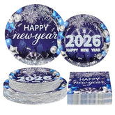 200 Pcs Happy New Year Party Plates and Napkins - Grencian