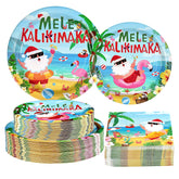 200 Pcs Hawaiian Santa Party Plates and Napkins - Grencian