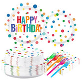 200 Pcs Polka Dots Birthday Party Plates and Napkins - Grencian