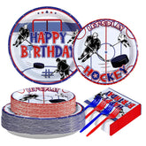 200 Pcs Hockey Birthday Party Plates and Napkins - Grencian