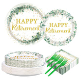 200 Pcs Sage Green Retirement Party Plates and Napkins - Grencian