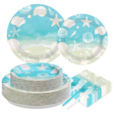 200 Pcs Seashell Beach Party Plates and Napkins - Grencian