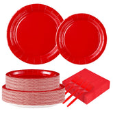 200 Pcs Solid Red Party Plates and Napkins - Grencian