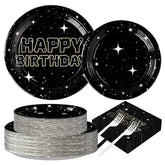 200 Pcs Stars Birthday Party Plates and Napkins - Grencian