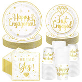 250 Pcs Happy Engagement Party Plates Napkins Cups - Grencian