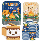 250 Pcs S'more Camping Party Plates Napkins Cups - Grencian