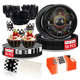 350 Pcs Race Car Party Plates Napkins Cups and Forks - Grencian