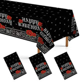 3Pcs Black Bandana Western Party Tablecloth - Grencian