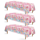 3Pcs Donut 7th Birthday Party Tablecloth - Grencian