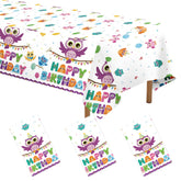 3Pcs Owl Birthday Party Tablecloth - Grencian