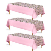 3Pcs Pink Cheetah Party Tablecloth - Grencian