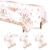 3Pcs Rose Gold 90th Birthday Party Tablecloth - Grencian