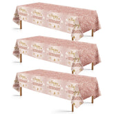 3Pcs Rose Gold Retirement Party Tablecloth - Grencian