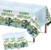 3Pcs Alligator Birthday Tablecloth 54" x 108" - Reptile Crocodile Swamp Rectangle Table Cover for Boys - Grencian