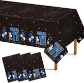 3Pcs Bruh I'm 11 Birthday Tablecloth 54" x 108" - Black Blue 11th Birthday Plastic Rectangle Table Cover - Grencian