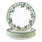50 Pcs 10 Inch Mistletoe Berry Party Paper Plates - Grencian