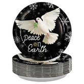 50 Pcs 10 Inch Peace on Earth Pigeon Party Paper Plates - Grencian