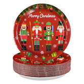 50 Pcs 10 Inch Red Nutcracker Party Paper Plates - Grencian