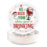 50 Pcs 10 Inch Xmas Drinking Party Paper Plates - Grencian