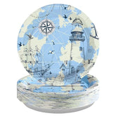 50 Pcs 10-inch Blue Nautical Party Paper Plates - Grencian
