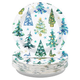 50 Pcs 10 Inch Sea Shell Xmas Tree Party Paper Plates - Grencian
