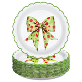 50 Pcs 7-inch Green Bow Party Paper Plates - Grencian