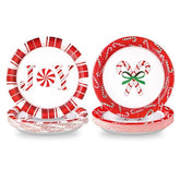 50 Pcs 9 Inch Christmas Candy Cane Party Paper Plates - Grencian