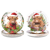 50 Pcs 9 Inch Christmas Highland Cow Party Paper Plates - Grencian