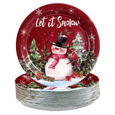 50 Pcs 9 Inch Christmas Snowman Party Paper Plates - Grencian