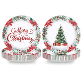 50 Pcs 9 Inch Poinsettia Flower Party Paper Plates - Grencian