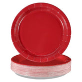 50 Pcs 10 Inch Solid Red Party Paper Plates - Grencian