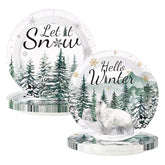 50 Pcs 9-inch Christmas Snow Bear Party Paper Plates - Grencian