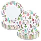 50 Pcs 9 Inch Colorful Xmas Tree Party Paper Plates - Grencian