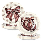 50 Pcs 9-inch Football Bows Party Paper Plates - Grencian